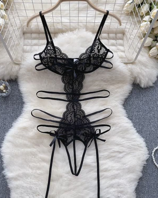 Radiant Rouge Strappy Lace Babydoll Lingerie