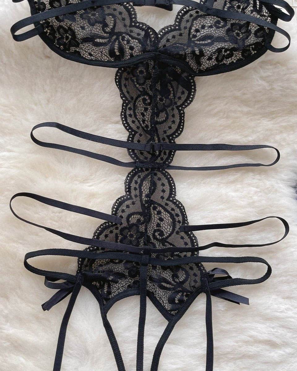 Radiant Rouge Strappy Lace Babydoll Lingerie