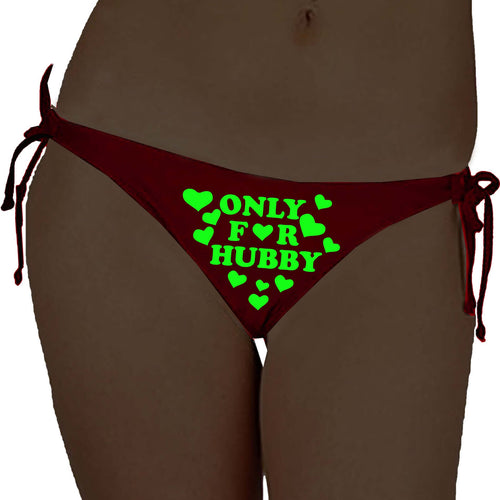 Glow-in-the-Dark Red Satin Panty – Only for Hubby Print & Heart Design