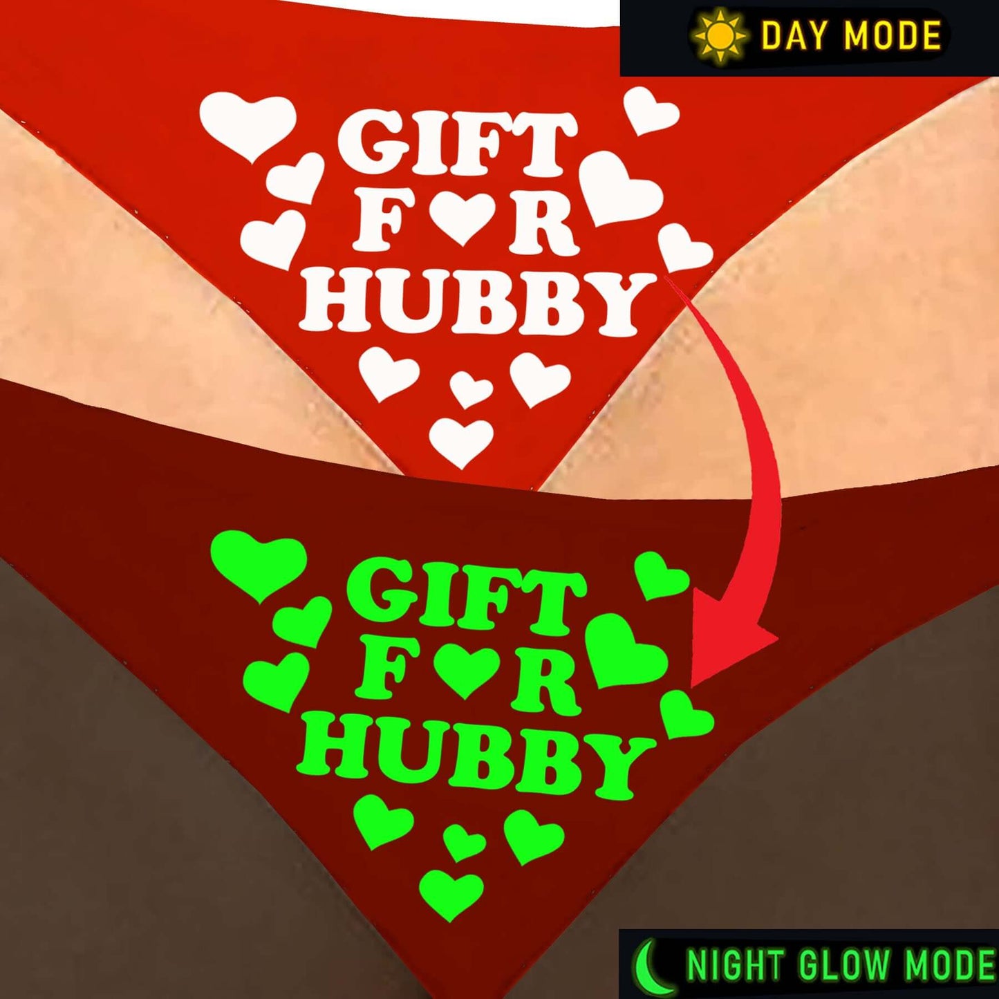 Glow-in-the-Dark Red Satin Panty – Gift for Hubby Print & Heart Design