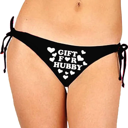 Glow-in-the-Dark Black Satin Panty – Gift for Hubby Print & Heart Design