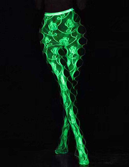 Glow in the Dark Floral Sheer Pantyhose for Women