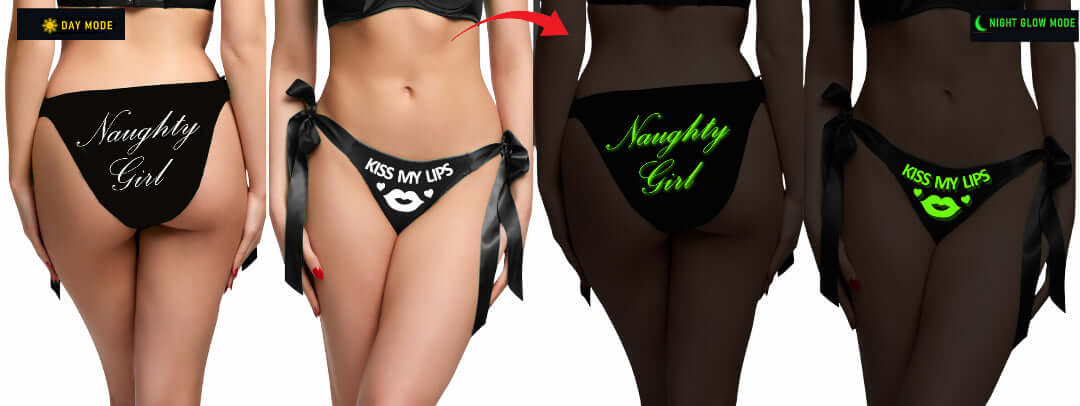 Glow in the Dark Tie Side Panty for Women – Satin Fun Message Lingerie