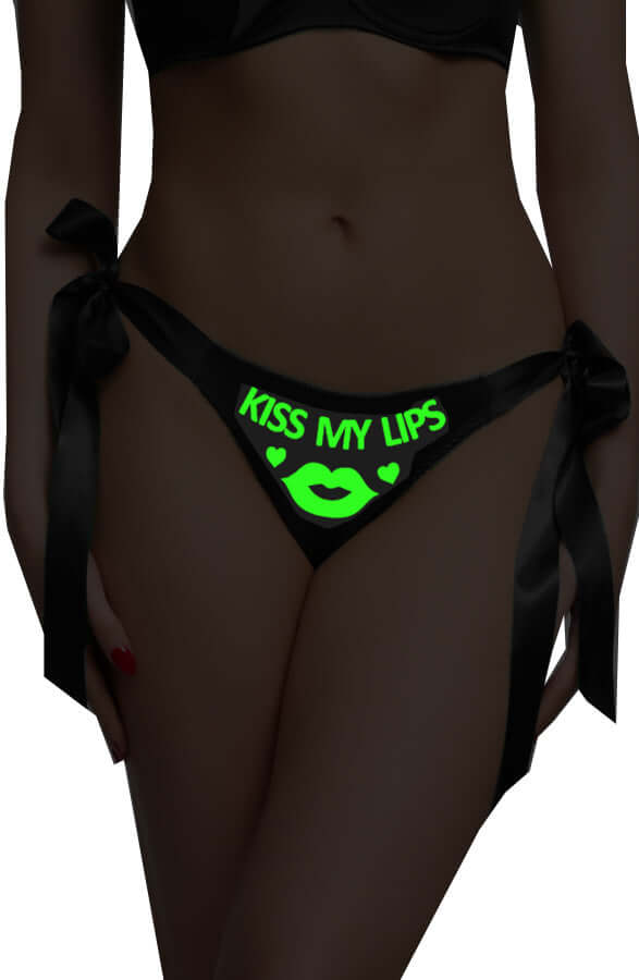 Glow in the Dark Tie Side Panty for Women – Satin Fun Message Lingerie