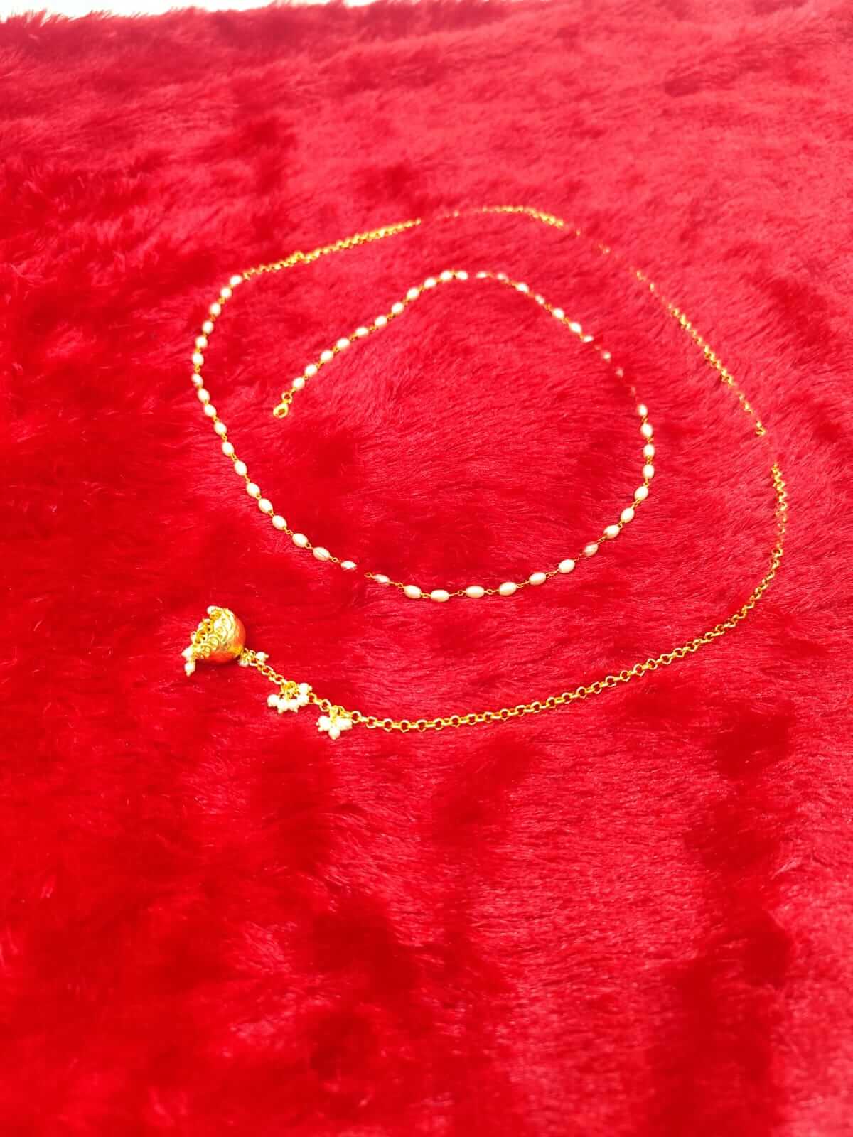Gold Tone Belly Chain with Jhumka Charms – Ethnic Jewelry for Women
