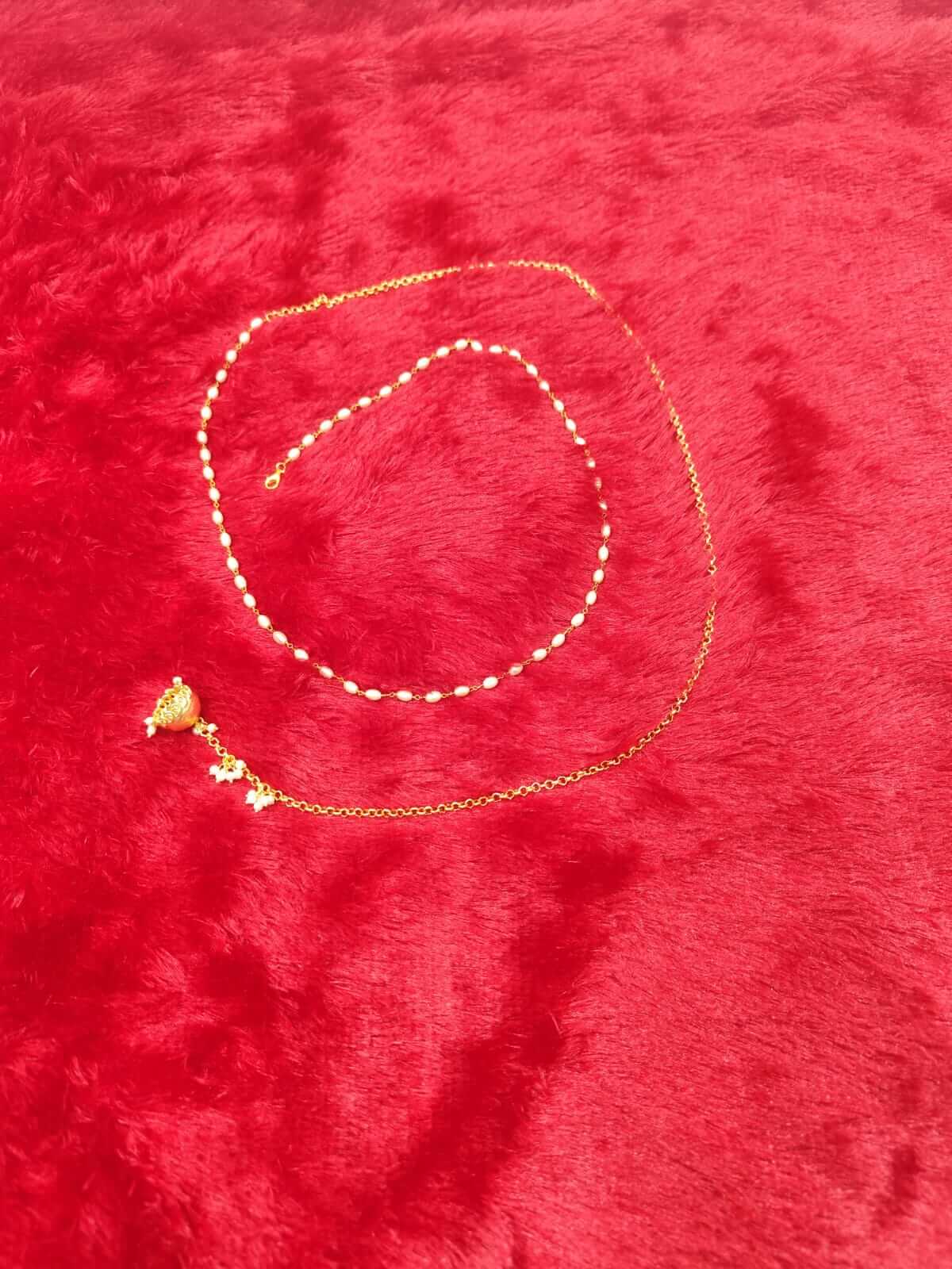 Gold Tone Belly Chain with Jhumka Charms – Ethnic Jewelry for Women