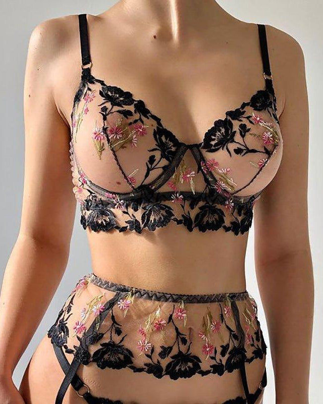 Bloom & Bare Allure Three Piece Lace Lingerie Set
