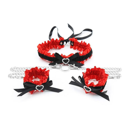 Heartbreaker in Silk Harness-Style Choker & Handcuff Set