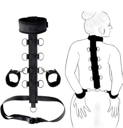 Adjustable BDSM Full Body Restraint Kit – Neck & Hand Cuffs for Couples