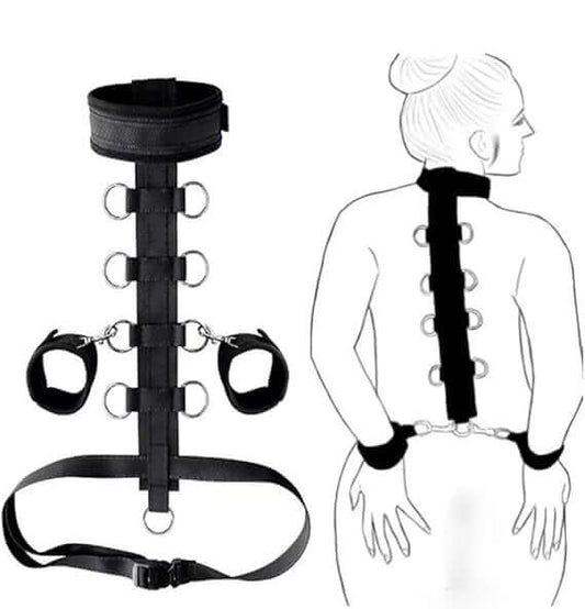 Adjustable BDSM Full Body Restraint Kit – Neck & Hand Cuffs for Couples
