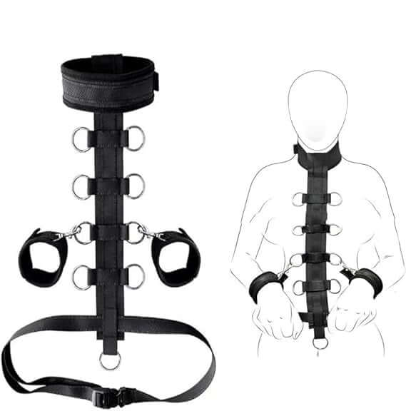 Adjustable BDSM Full Body Restraint Kit – Neck & Hand Cuffs for Couples