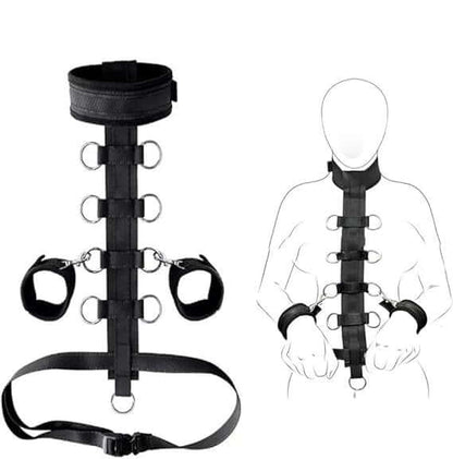 Adjustable BDSM Full Body Restraint Kit – Neck & Hand Cuffs for Couples