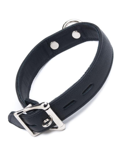 Gothic Leather Choker Ring Collar