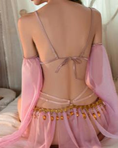 Gilded Enchantress Arabian Roleplay Satin Lingerie Set