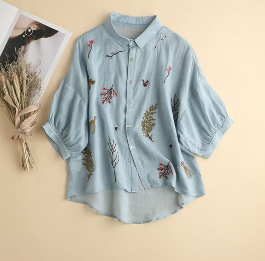 Women’s Oversized Embroidered Cotton Comfort Shirt