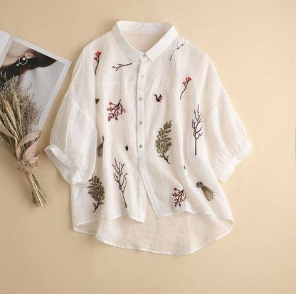 Women’s Oversized Embroidered Cotton Comfort Shirt