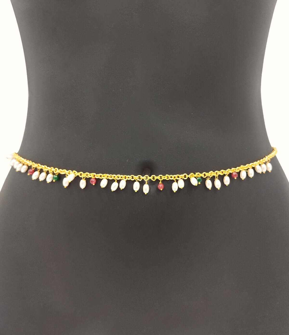 Golden Belly Chain with Pearl and Colour Beads