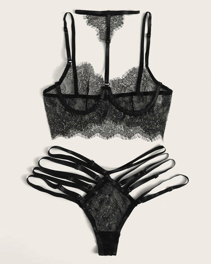 Fleur Noir Strappy Lace Lingerie