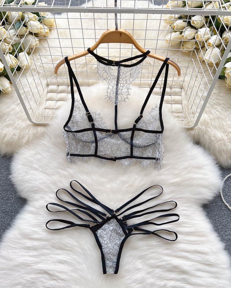 Fleur Noir Strappy Lace Lingerie