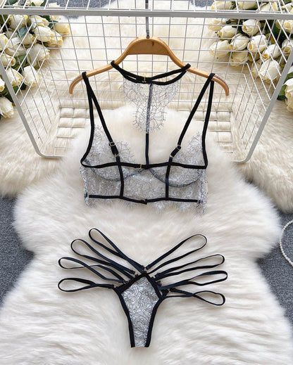 Fleur Noir Strappy Lace Lingerie