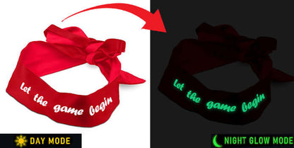 Let the Game Begin Glow In The Dark  Eye Mask & Adjustable Satin Blindfold
