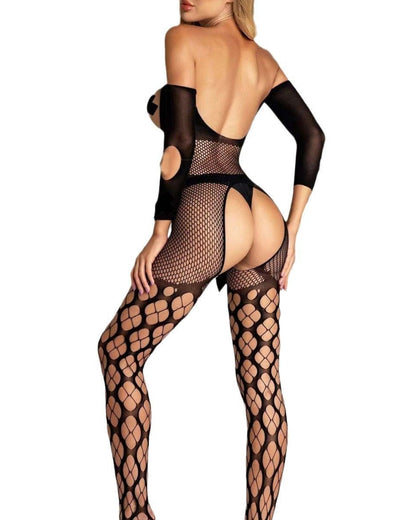 Love Unfiltered Off-Shoulder Mesh Bodystocking