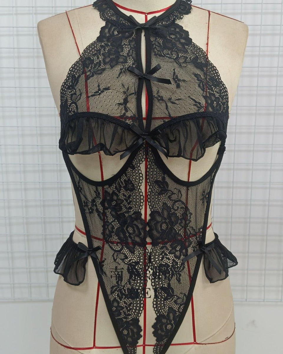 Rosette Ruffle Allure Plus Size Lace Lingerie