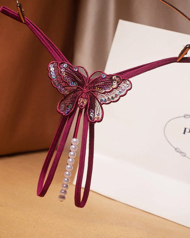 Jeweled Butterfly Charm Panty Lace Lingerie