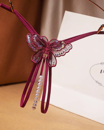 Jeweled Butterfly Charm Panty Lace Lingerie