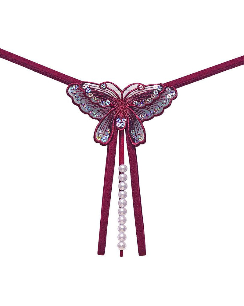 Jeweled Butterfly Charm Panty Lace Lingerie