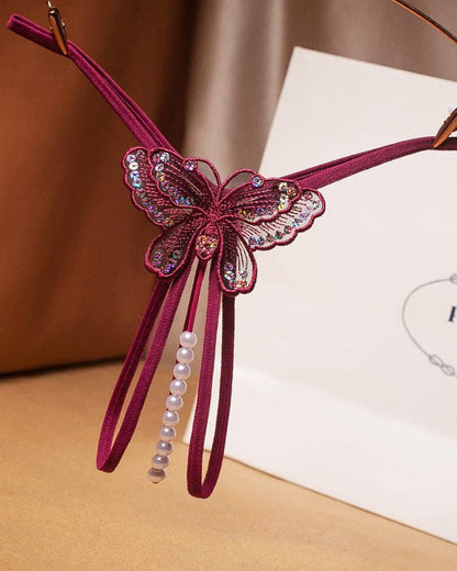 Jeweled Butterfly Charm Panty Lace Lingerie