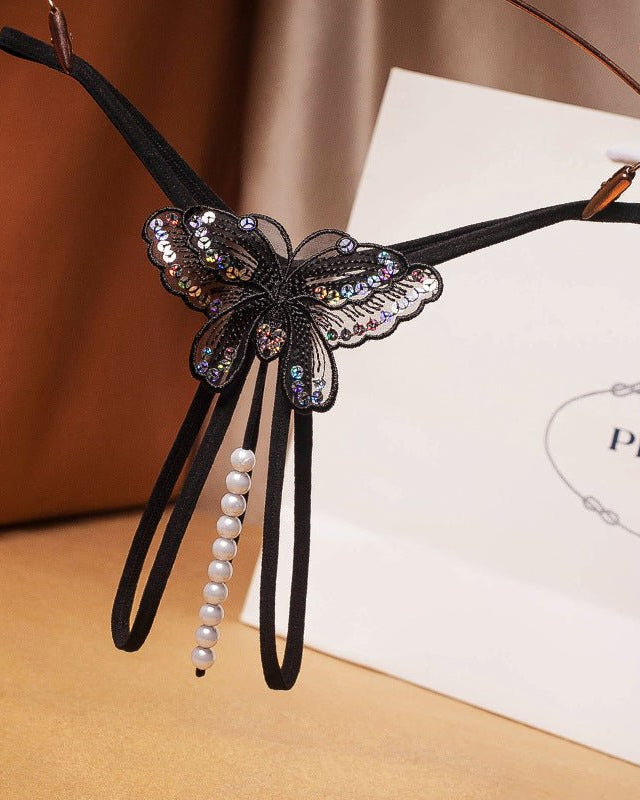 Jeweled Butterfly Charm Panty Lace Lingerie