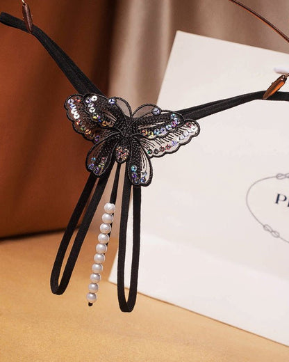 Jeweled Butterfly Charm Panty Lace Lingerie