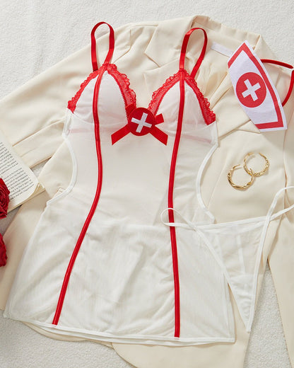 Caregiver Chic Roleplay Ensemble Mesh Lingerie