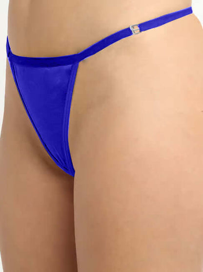 Women’s Metallic Blue Micro Thong Panty