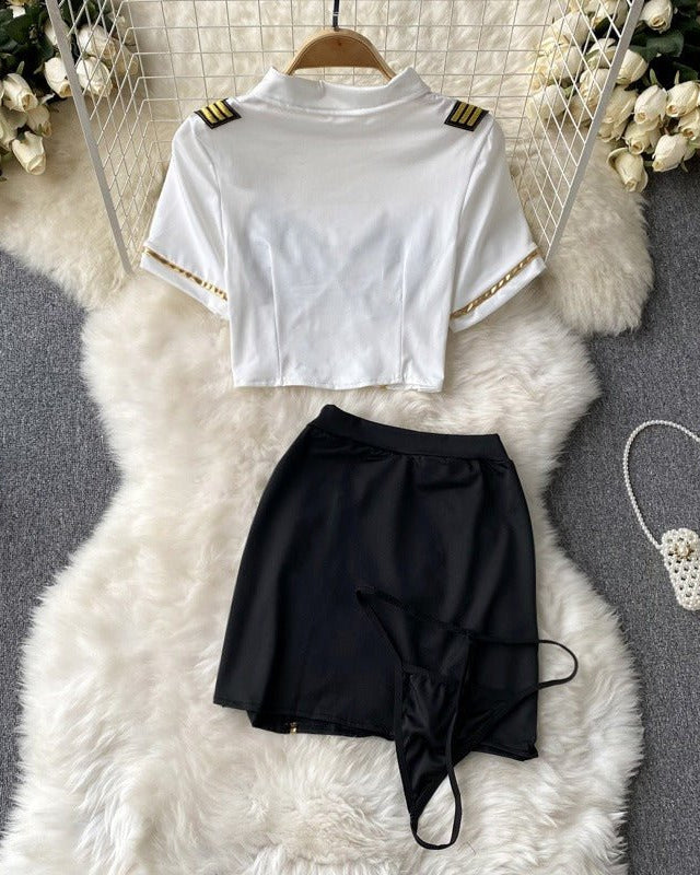 Captain's Charm Aviation-Themed Lace Lingerie Set