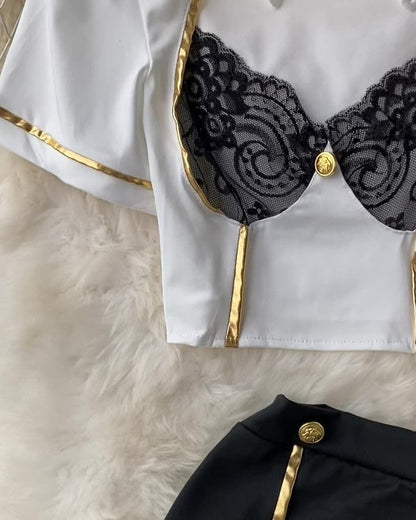 Captain's Charm Aviation-Themed Lace Lingerie Set