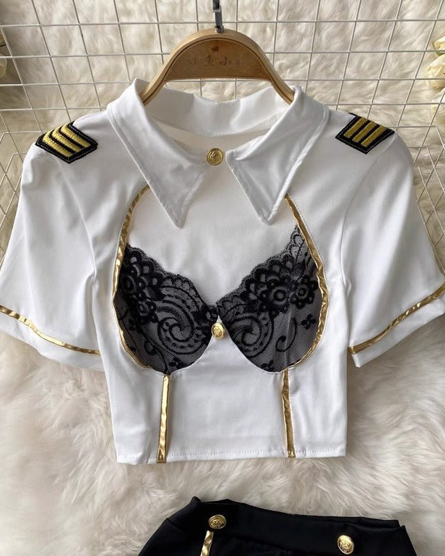Captain's Charm Aviation-Themed Lace Lingerie Set