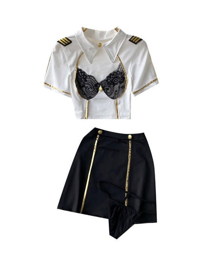 Captain's Charm Aviation-Themed Lace Lingerie Set