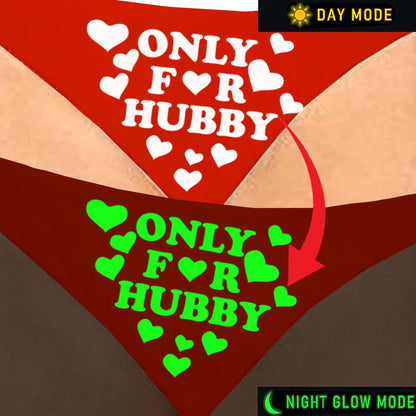 Glow-in-the-Dark Red Satin Panty – Only for Hubby Print & Heart Design