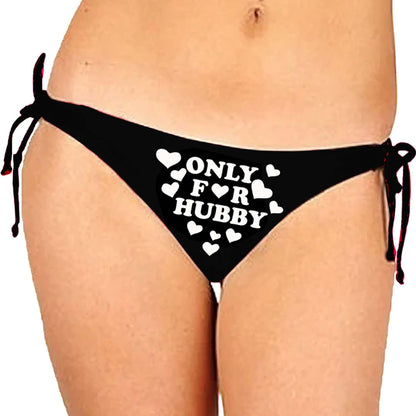 Glow-in-the-Dark Black Satin Panty – Only for Hubby Print & Heart Design