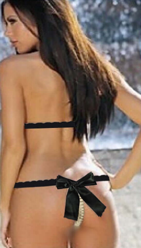 Pearl Beaded Jewelled Bra and Crotchless G String