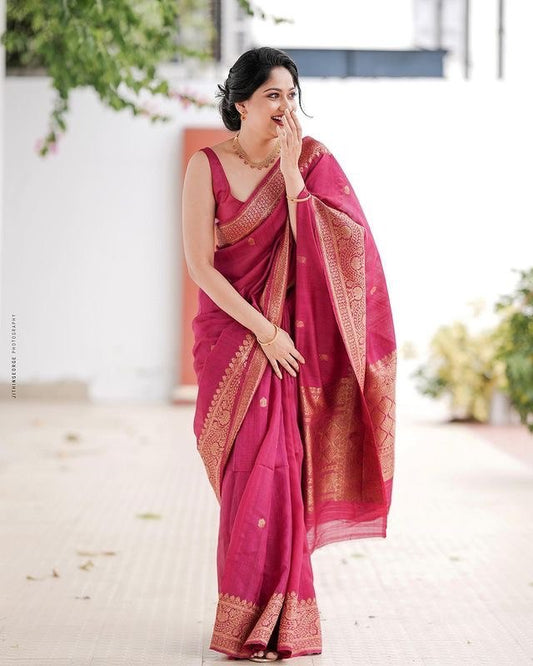 Banarasi Litchi Silk Saree with Kadwa Weave and Matching Blouse