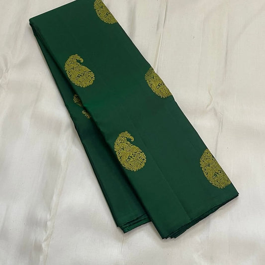 Emerald Green Banarasi Soft Silk Saree with Royal Paisley Zari & Grand Pallu