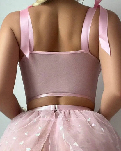 Pink Puff Fantasy Satin Babydoll Lingerie
