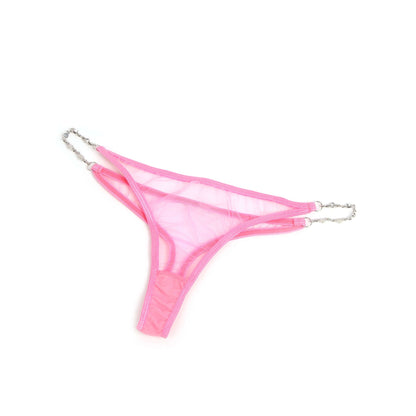 Pink See-Through Long Sleeves Lingerie Set