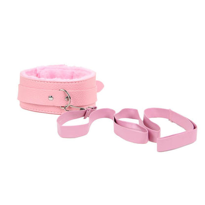 PINK LEATHER BDSM BONDAGE KIT - 8 Pcs