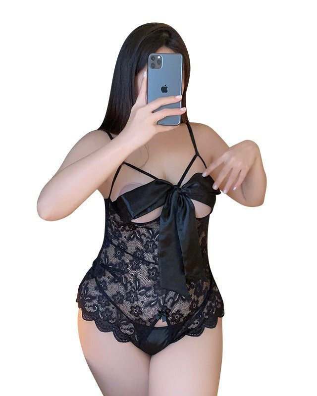 Bow of Charm Plus-Size Lace Babydoll Intimates Lingerie