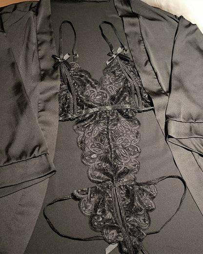 Secret Charm Strappy Lace Teddy Bodysuit Lingerie