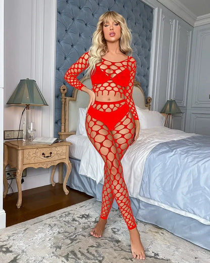 Pressure Applied Large-Net Two-Piece Bodystocking